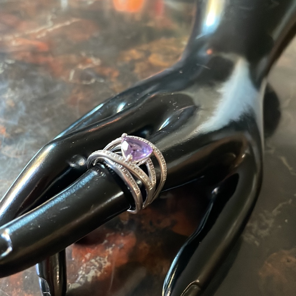 Amethyst Cocktail 925 Ring With Diamonds 125$
